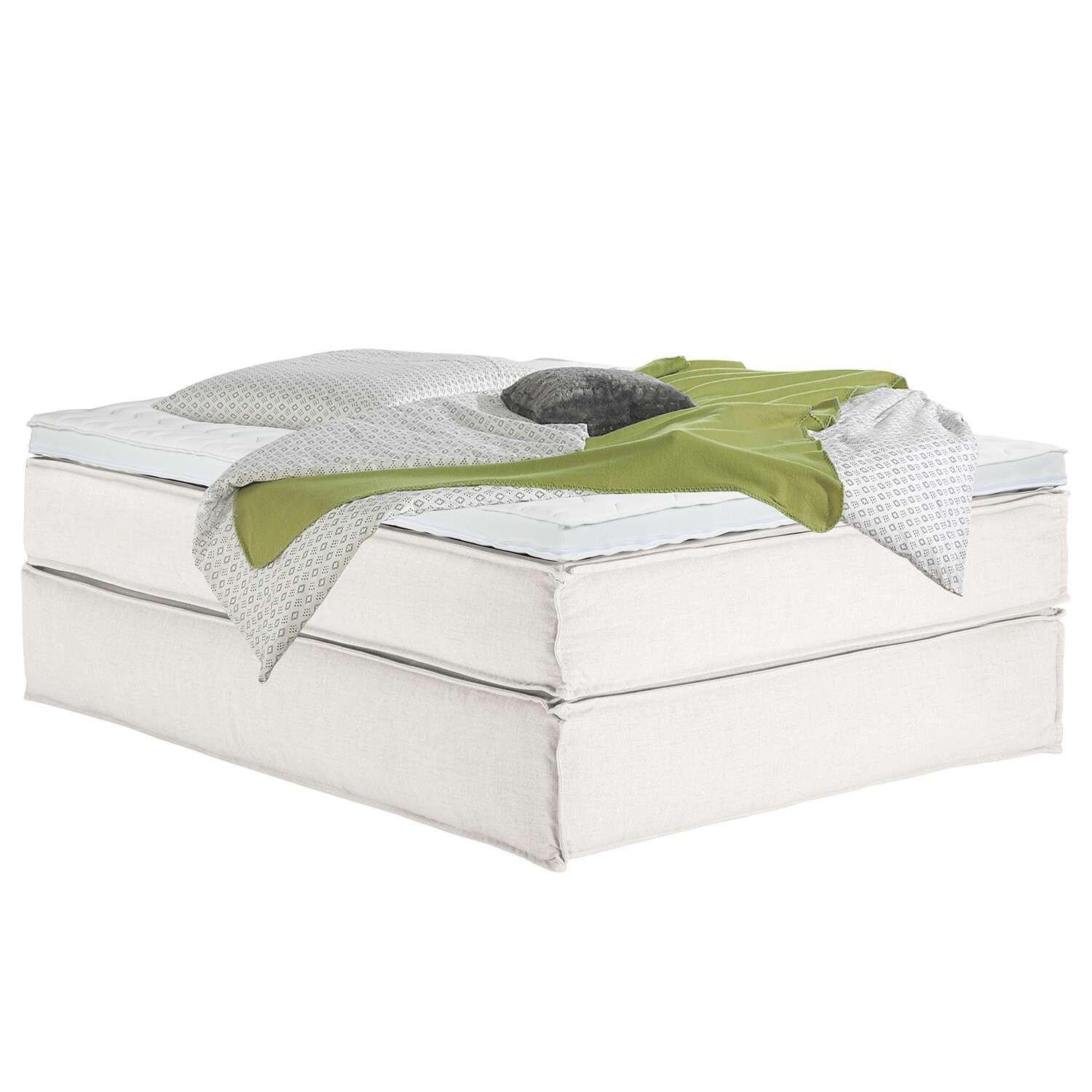 BOXSPRINGBETT 140/200 cm  in Creme  - Creme/Schwarz, Design, Textil (140/200cm) - home24