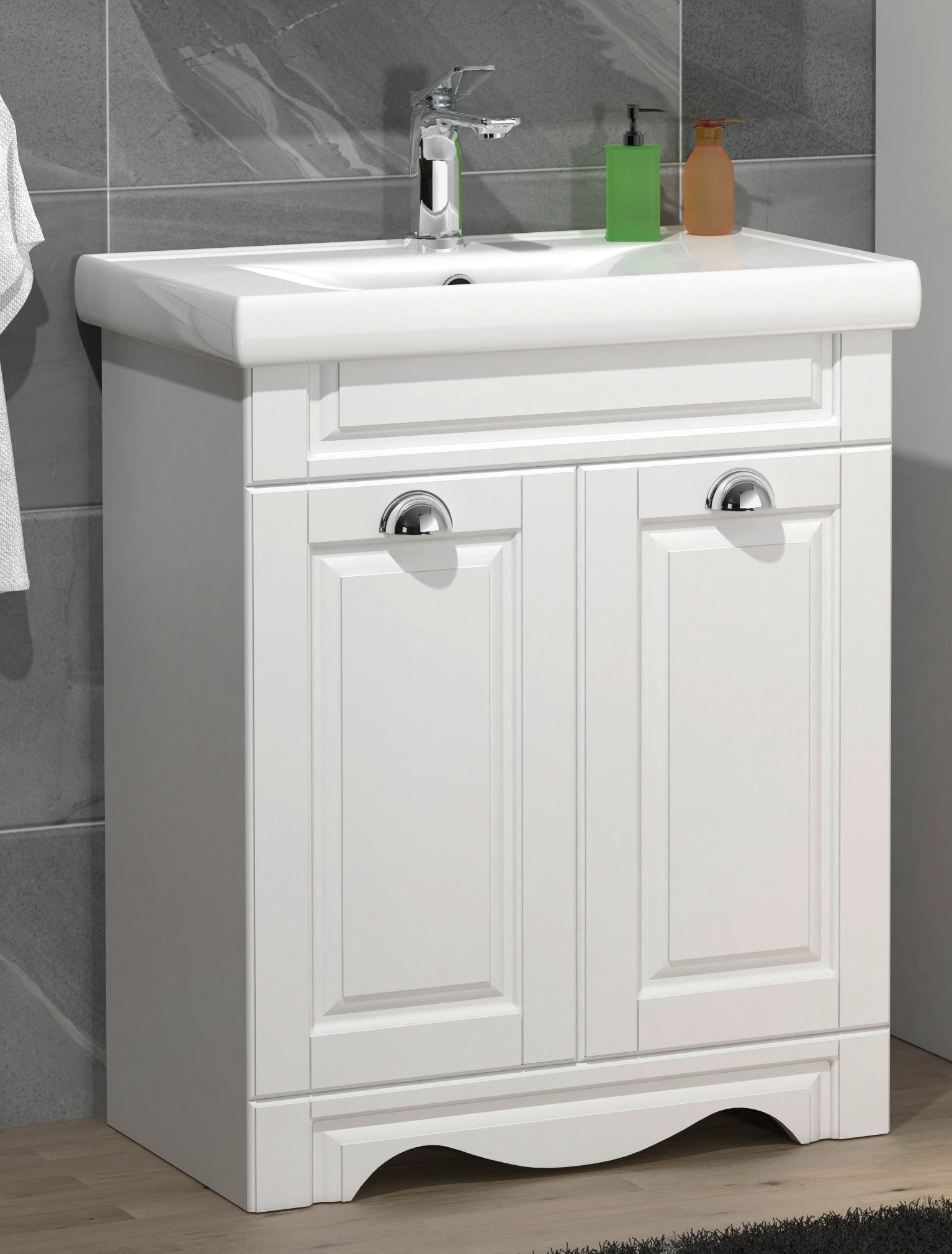 WASCHTISCHKOMBI 61 cm - Weiss/Silberfarben, Modern, Keramik/Holzwerkstoff (61cm) - MID.YOU