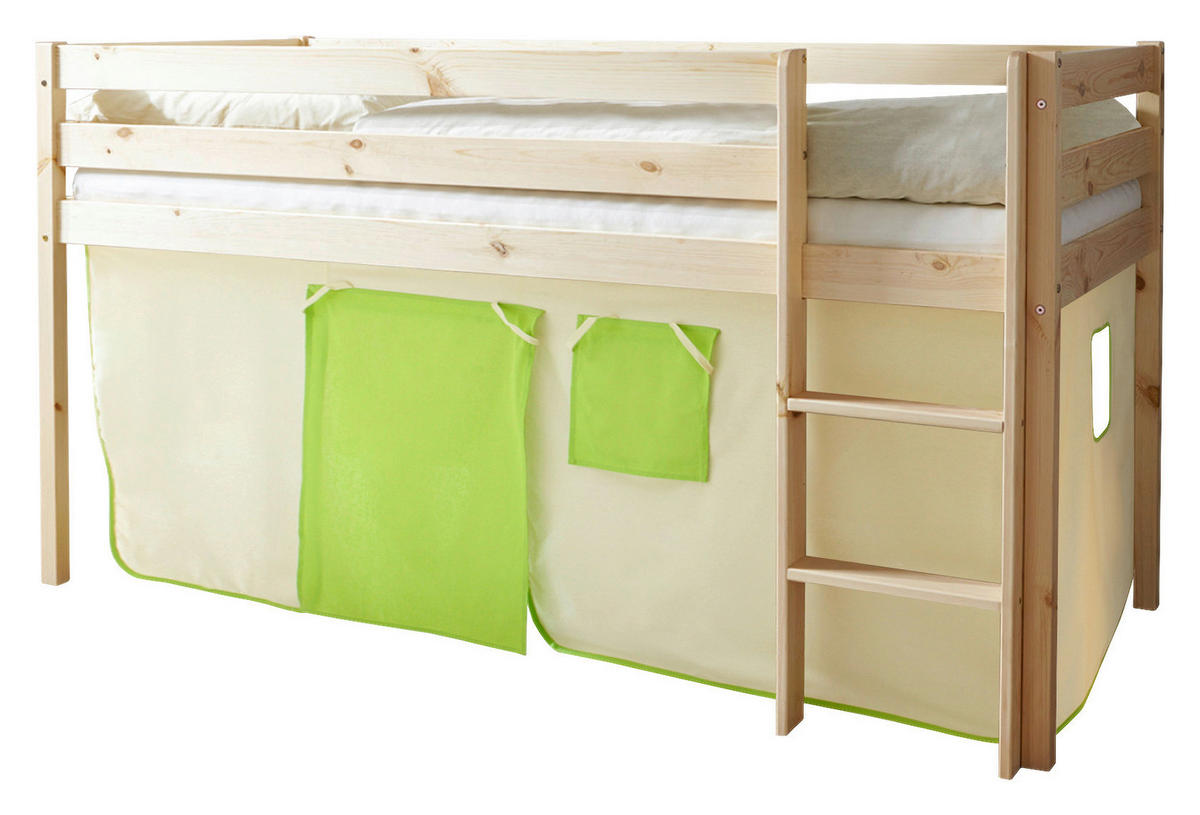 HOCHBETT 90/200 cm,  in Grün, Naturfarben, Beige, Leiter  - Beige/Naturfarben, Natur, Holz (90/200cm) - MID.YOU