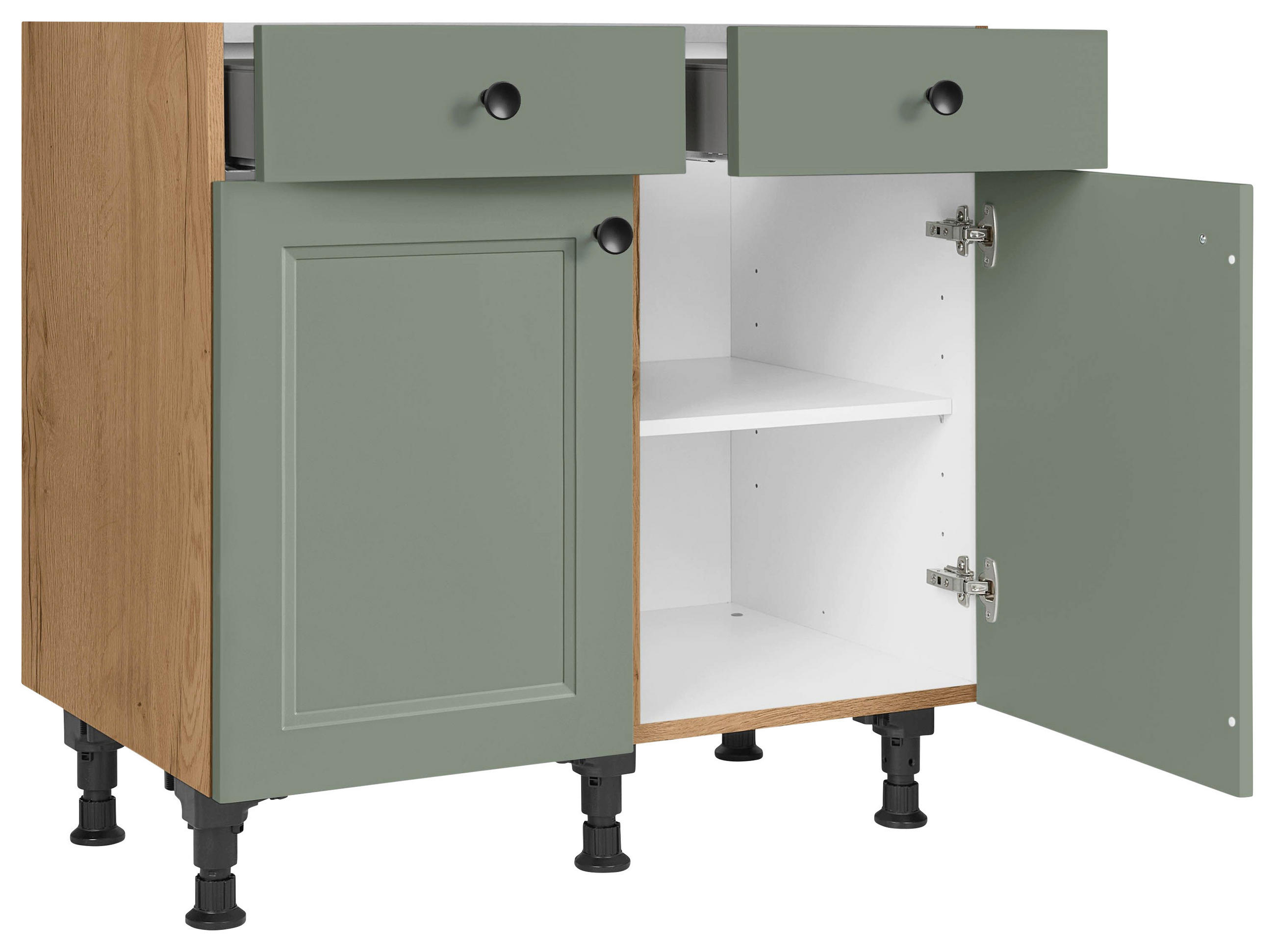 SCHUBKASTENUNTERSCHRANK 90/87/56 cm  in Grün, Eichefarben  - Eichefarben/Schwarz, MODERN, Holzwerkstoff/Metall (90/87/56cm) - Nobilia