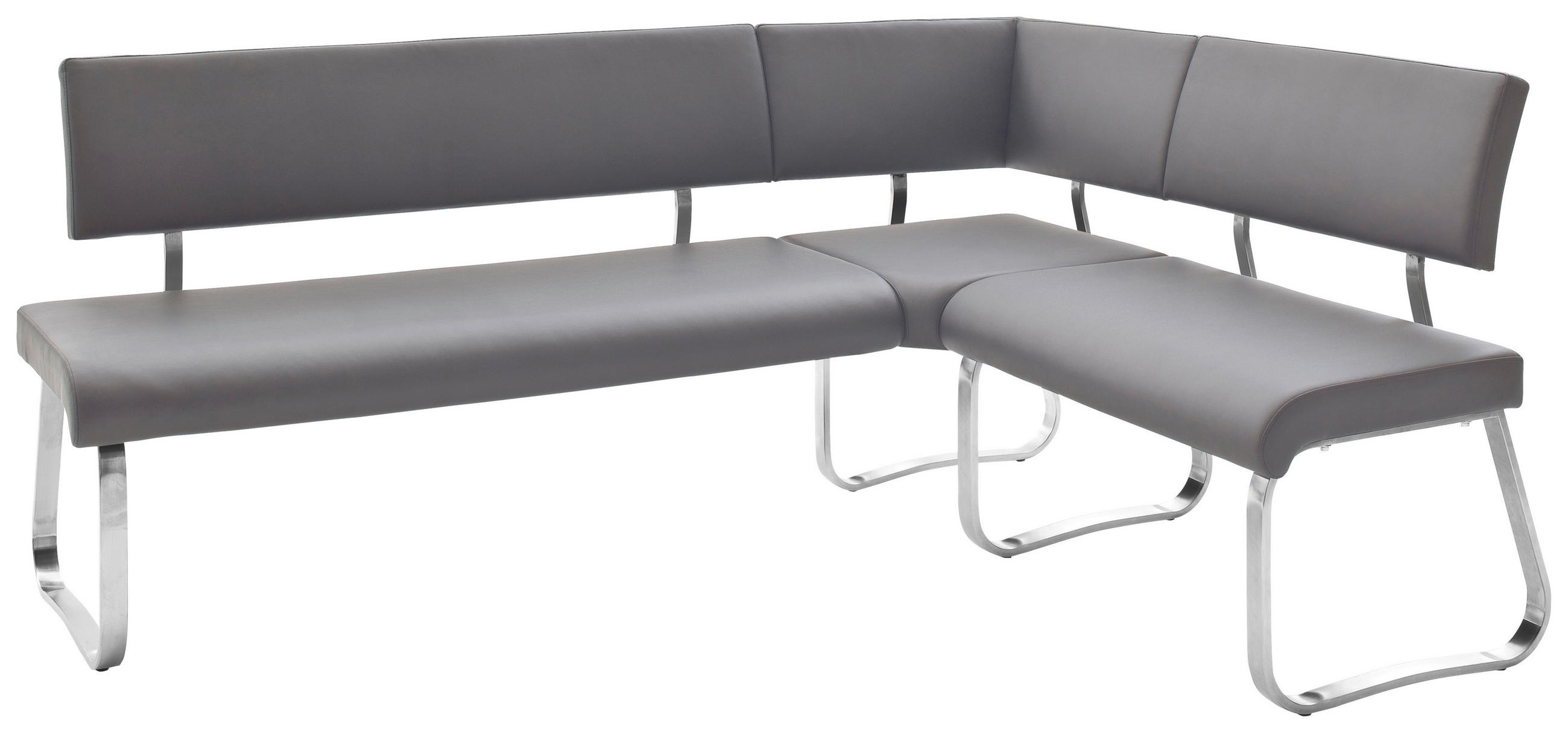 ECKBANK 200/150 cm Lederlook Grau, Edelstahlfarben - Edelstahlfarben/Grau, Design, Textil/Metall (200/150cm) - Livetastic