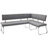 ECKBANK 200/150 cm Lederlook Grau, Edelstahlfarben   - Edelstahlfarben/Grau, Design, Textil/Metall (200/150cm) - Livetastic