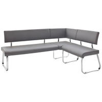 ROHOVÁ LAVICA, sivá, farba ušľachtilej ocele - sivá/farba ušľachtilej ocele, Design, kov/koža (200/150cm) - Livetastic