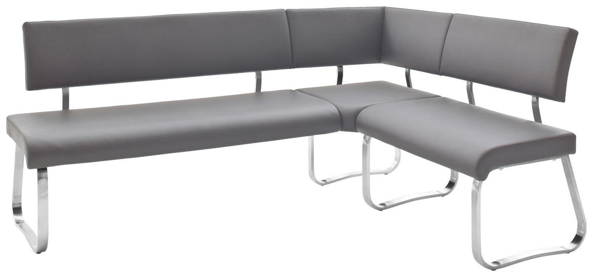 ROHOVÁ LAVICA, sivá, farba ušľachtilej ocele - sivá/farba ušľachtilej ocele, Design, kov/koža (200/150cm) - Livetastic