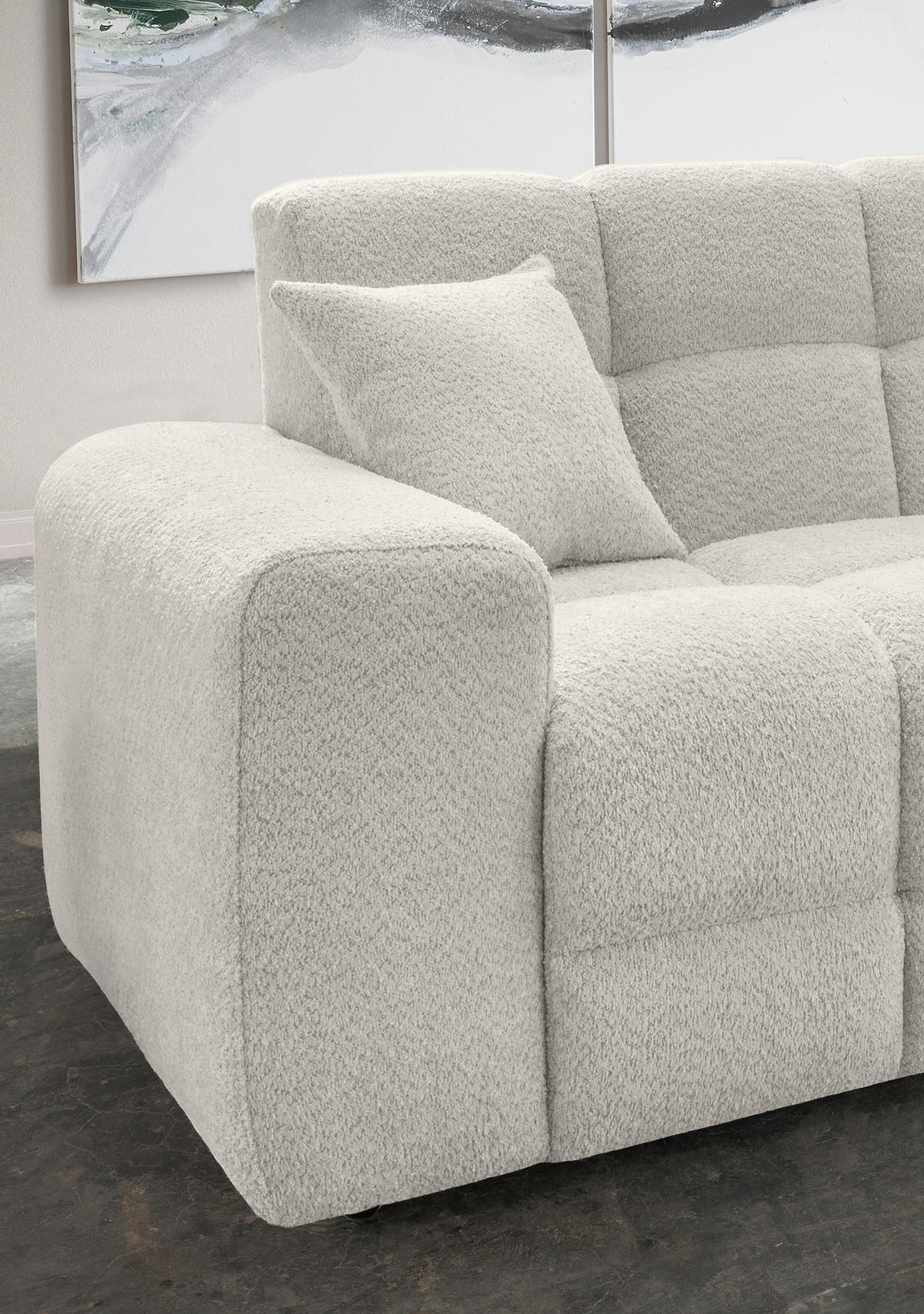 VIERSITZER-SOFA in Bouclé Weiß  - Schwarz/Weiß, MODERN, Kunststoff/Textil (300/87/120cm) - Livetastic