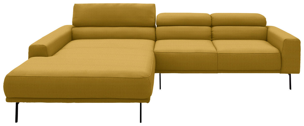 ECKSOFA Cord Goldfarben  - Goldfarben/Schwarz, Design, Textil/Metall (215-217/293cm) - Schöner Wohnen