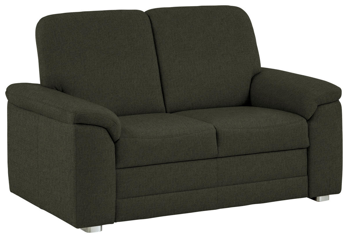 2-SITZER-SOFA Chenille Dunkelgrün  - Dunkelgrün/Alufarben, Konventionell, Textil/Metall (156/96/89cm) - Beldomo Comfort