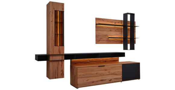 WOHNWAND in Anthrazit, Buchefarben - Anthrazit/Buchefarben, Natur, Glas/Holz (308/206/49cm) - Valnatura