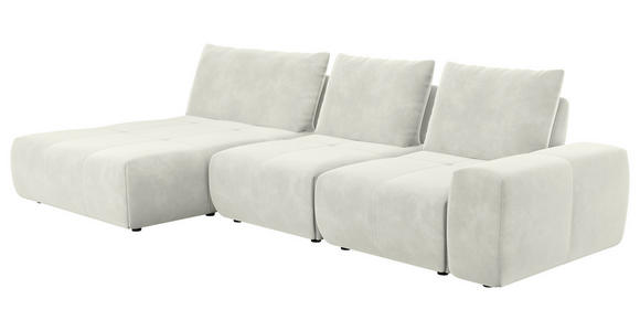 ECKSOFA in Velours Creme 174/347 cm - Creme/Schwarz, Design, Kunststoff/Textil (174/347cm) - Xora
