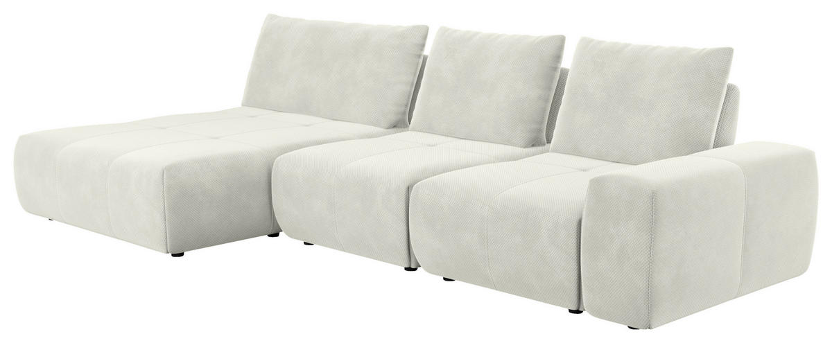 CANAPÉ D'ANGLE in Velours Creme  - Creme/Schwarz, Design, Kunststoff/Textil (174/347cm) - Xora