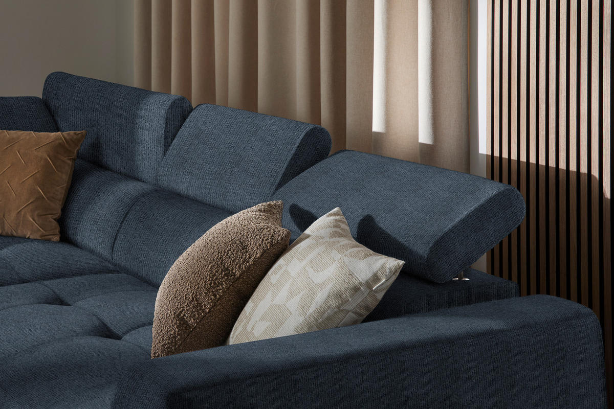 ECKSOFA in Struktur Blau  - Blau/Schwarz, Design, Kunststoff/Textil (205/284cm) - MID.YOU