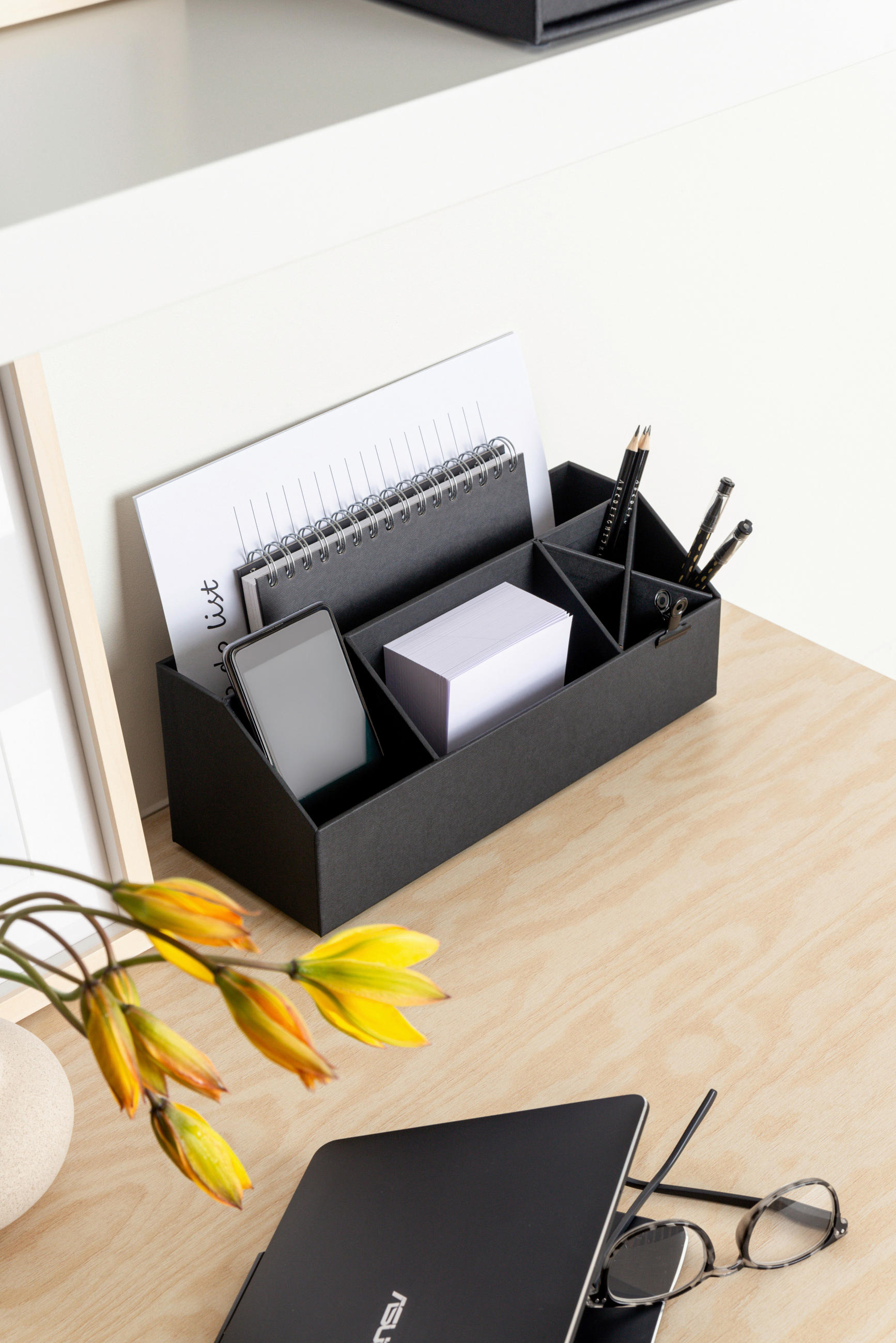 TISCHORGANIZER 12.5/33/12.5 cm  - Schwarz, Basics, Karton/Papier (12.5/33/12.5cm)