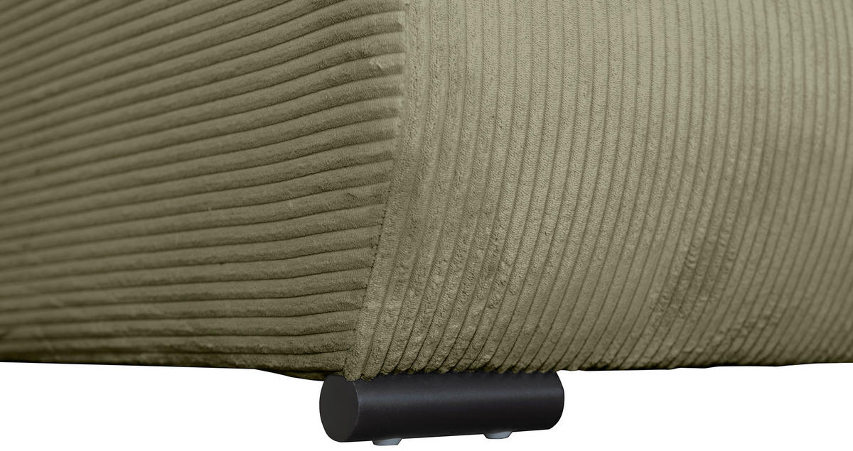 WOHNLANDSCHAFT Olivgrün Cord  - Schwarz/Olivgrün, KONVENTIONELL, Textil/Metall (191/351/191cm) - Carryhome
