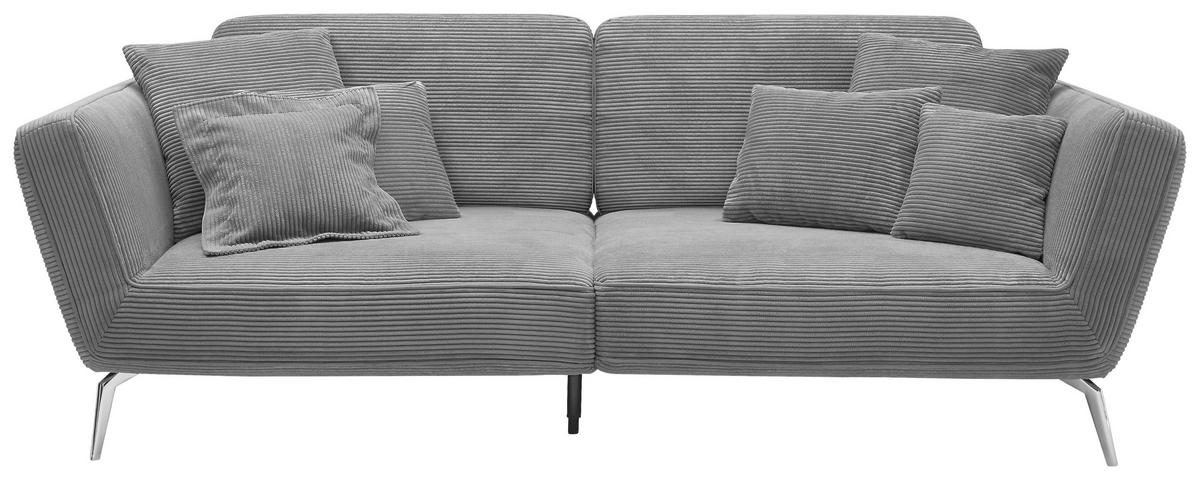 3-SITZER-SOFA Cord Grau  - Chromfarben/Schwarz, KONVENTIONELL, Kunststoff/Textil (260/90/125cm) - SetOne by Musterring