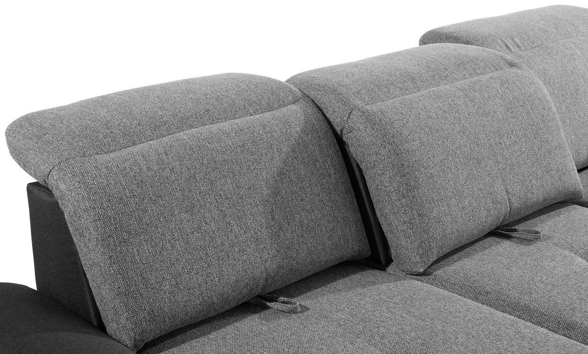 ECKSOFA in Webstoff Grau, Dunkelgrau  - Dunkelgrau/Silberfarben, Konventionell, Holz/Textil (286/203cm) - Livetastic
