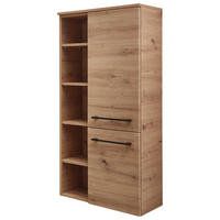SREDNJE VISOKA OMARA 50,2/121,6/33 cm  - črna/barve hrasta, Konvencionalno, steklo/leseni material (50,2/121,6/33cm) - Sadena