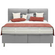 BOXSPRINGBETT 160/200 cm  in Hellgrau  - Hellgrau/Alufarben, KONVENTIONELL, Textil/Metall (160/200cm) - Dieter Knoll