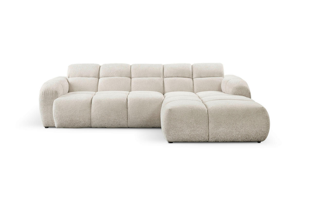 ECKSOFA VENTO in Bouclé Creme  255/175 cm  - Creme/Schwarz, Design, Kunststoff/Textil (255/175cm) - MID.YOU