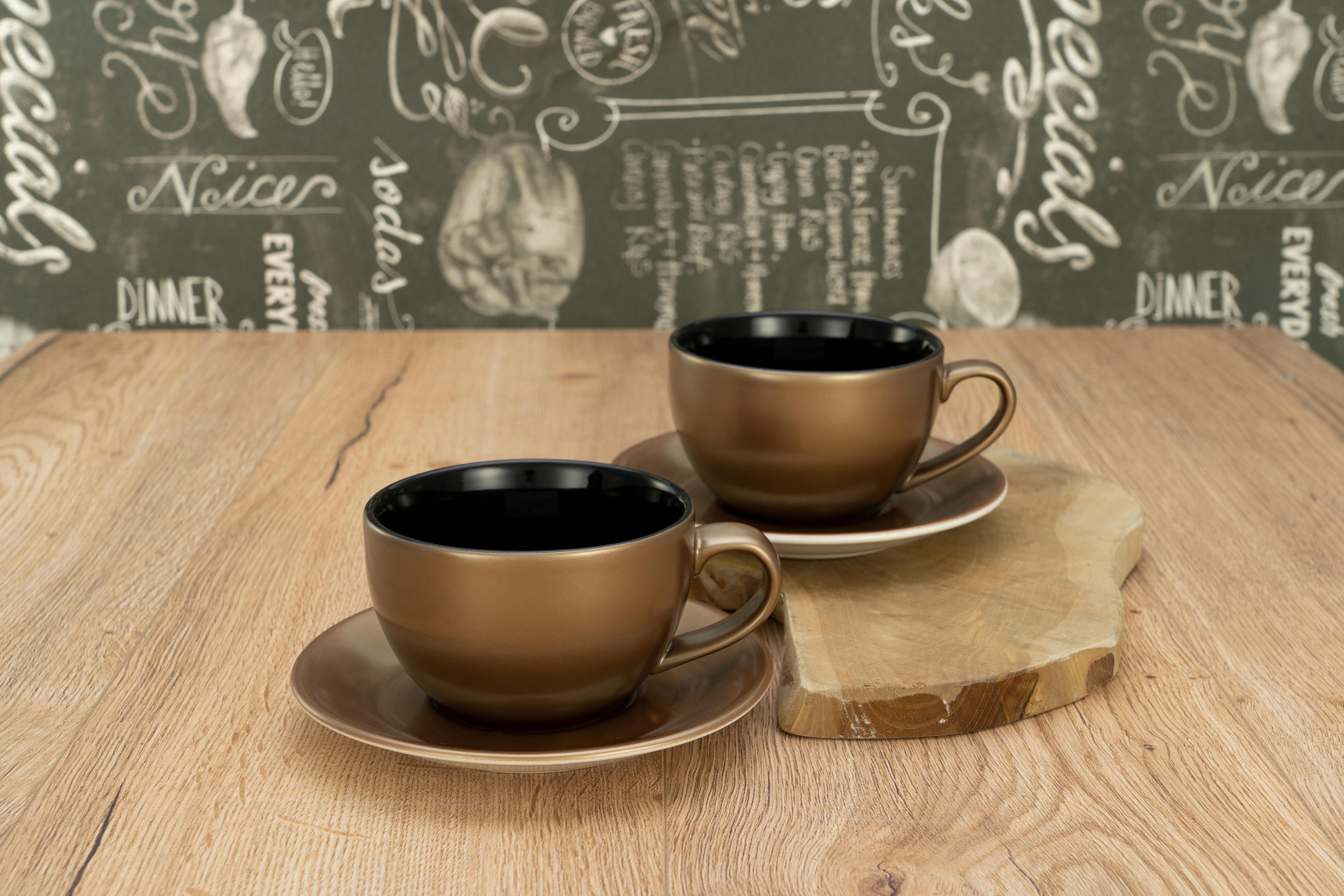 TASSENSET Golden Days black 4-teilig  - Goldfarben/Schwarz, Basics, Keramik - Creatable