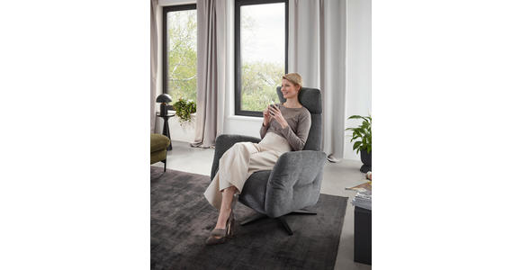 RELAXSESSEL Flachgewebe Kopfteilverstellung, Fußteilverstellung, Rücken echt - Dunkelgrau/Schwarz, Design, Textil/Metall (78/113/90cm) - Dieter Knoll