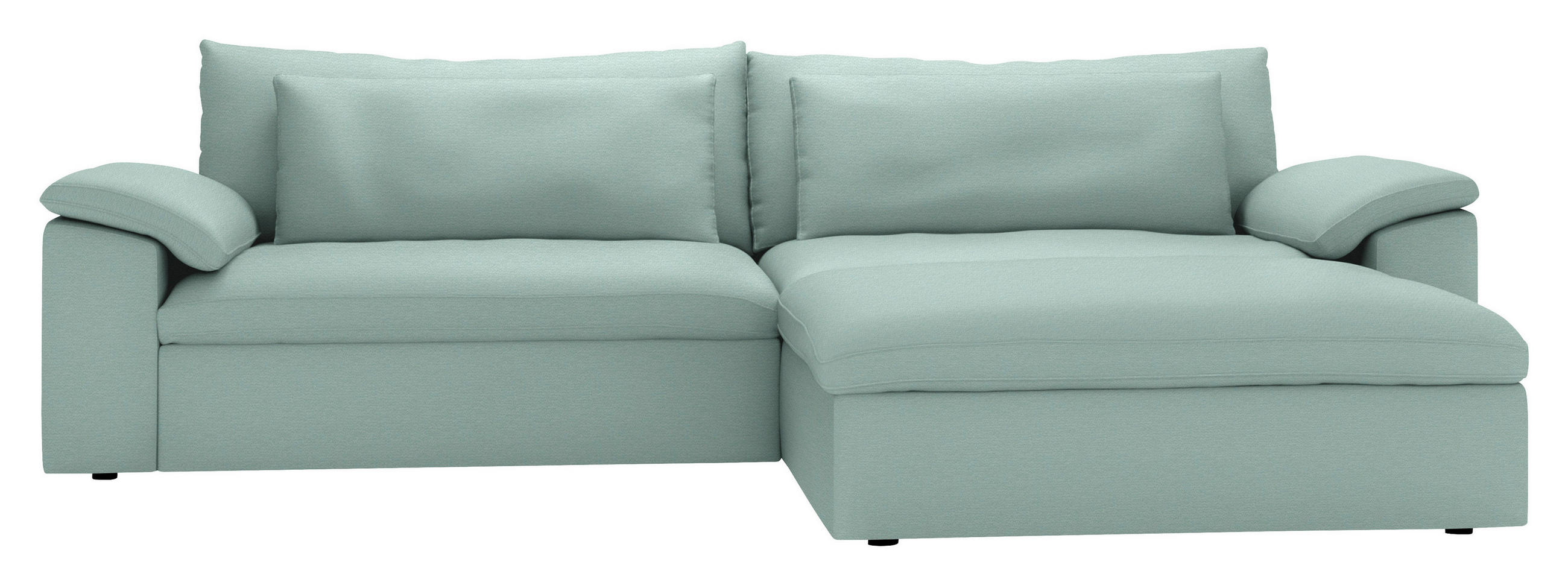 ECKSOFA  Chenille Mintgrün  - Schwarz/Mintgrün, Modern, Kunststoff/Textil (306/198cm) - Carryhome
