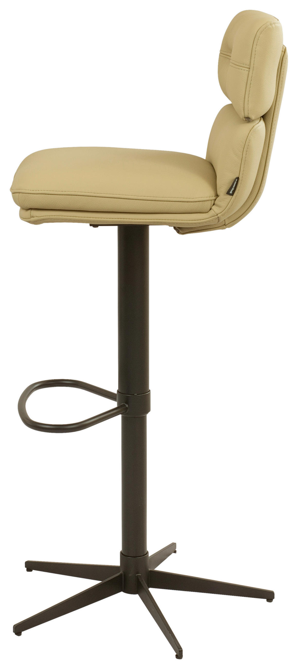 BARHOCKER Echtleder Schwarz, Karamell Eisen Lederauswahl, Stoffauswahl, Wippfunktion, Sitzfläche 360° drehbar  - Karamell/Schwarz, Design, Leder/Metall (42/99-117/50cm) - Dieter Knoll