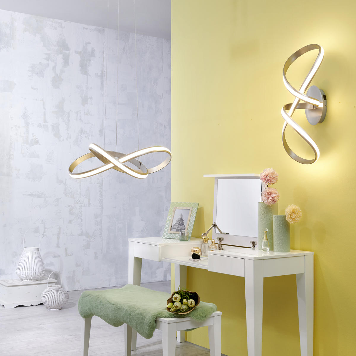 LED-DECKENLEUCHTE LOLASMART-MELINDA 64/25/25 cm   - Alufarben/Weiß, Design, Kunststoff/Metall (64/25/25cm)