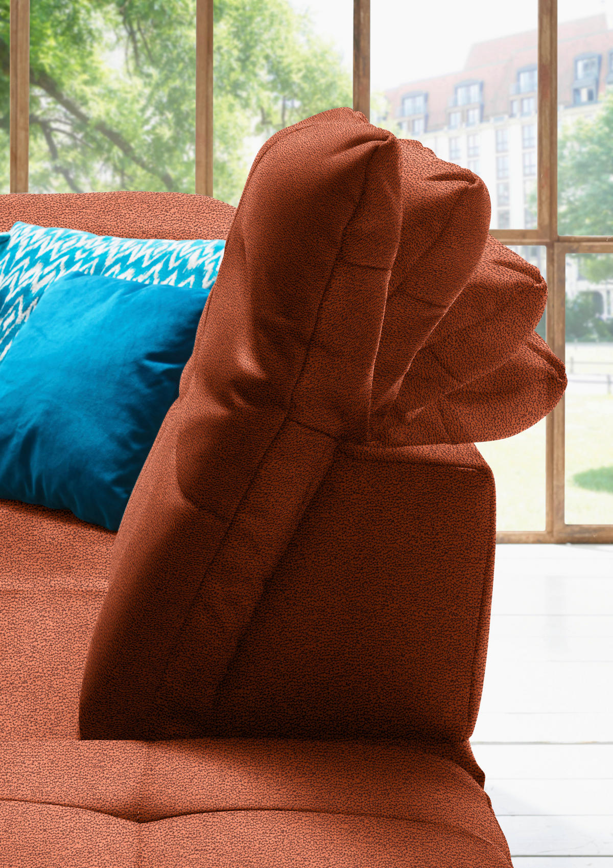 WOHNLANDSCHAFT Mikrofaser Terracotta  - Chromfarben/Terracotta, Design, Textil (195/371/260cm) - Beldomo Style