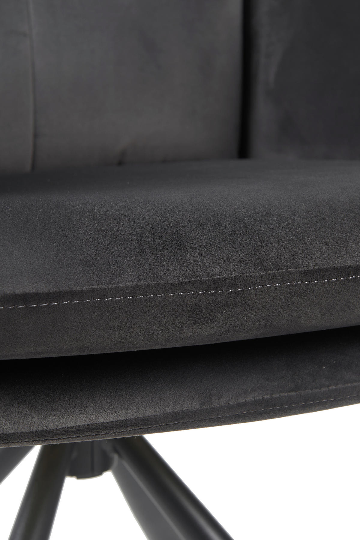 ARMLEHNSTUHL-SET 2 Stück  in Stahl Samt, Velours  - Dunkelgrau/Schwarz, MODERN, Textil/Metall (63/89/70cm) - MID.YOU