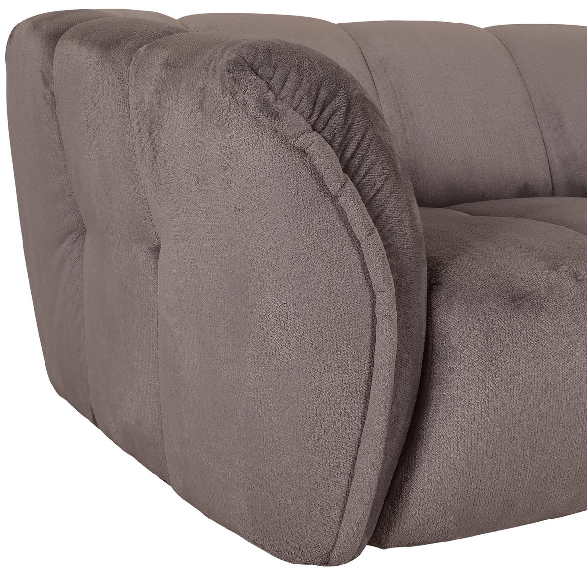 BIGSOFA in Plüsch Schlammfarben  - Schlammfarben/Schwarz, Konventionell, Kunststoff/Textil (220/67/106cm) - MID.YOU