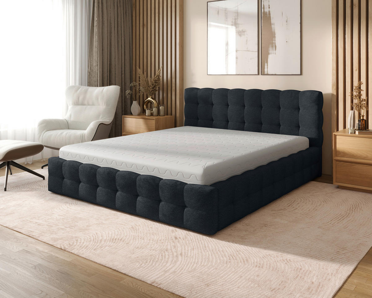 POLSTERBETT 200/200 cm,  in Anthrazit, gepolstertes Kopfteil, Lattenrost, Bettkasten,  - Anthrazit/Schwarz, MODERN, Holz/Kunststoff (200/200cm) - Chameo