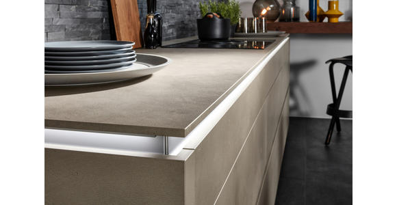 EINBAUKÜCHE - Nussbaumfarben/Grau, Design, Holzwerkstoff/Stein - Dieter Knoll