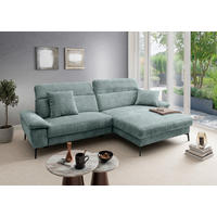 ECKSOFA CANCELLI Chenille Zierkissen, Relaxfunktion  - Schwarz, KONVENTIONELL, Textil/Metall (300/178cm) - Livetastic