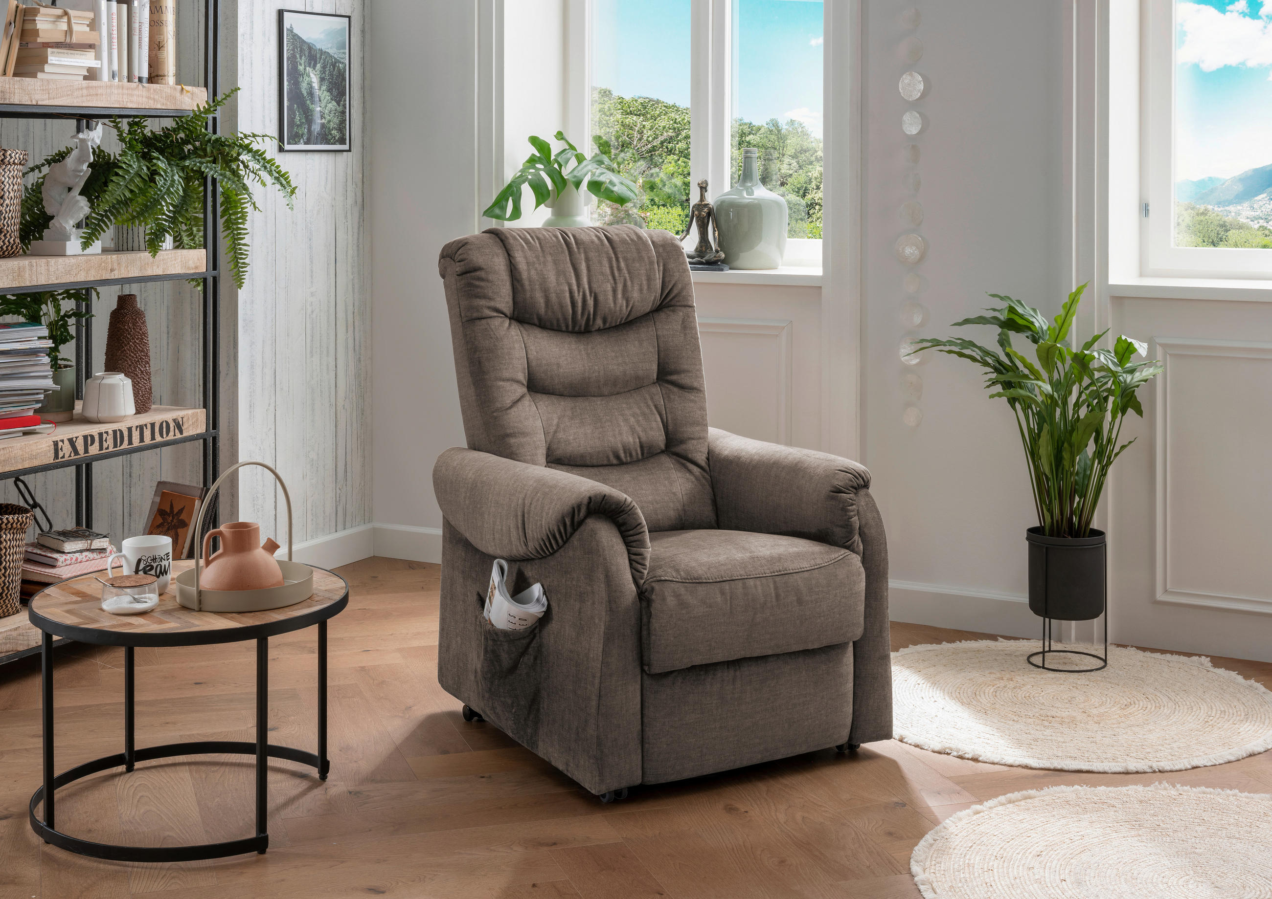 FERNSEHSESSEL in Velours Braun  - Schwarz/Braun, Design, Kunststoff/Textil (78/107/93cm) - Livetastic