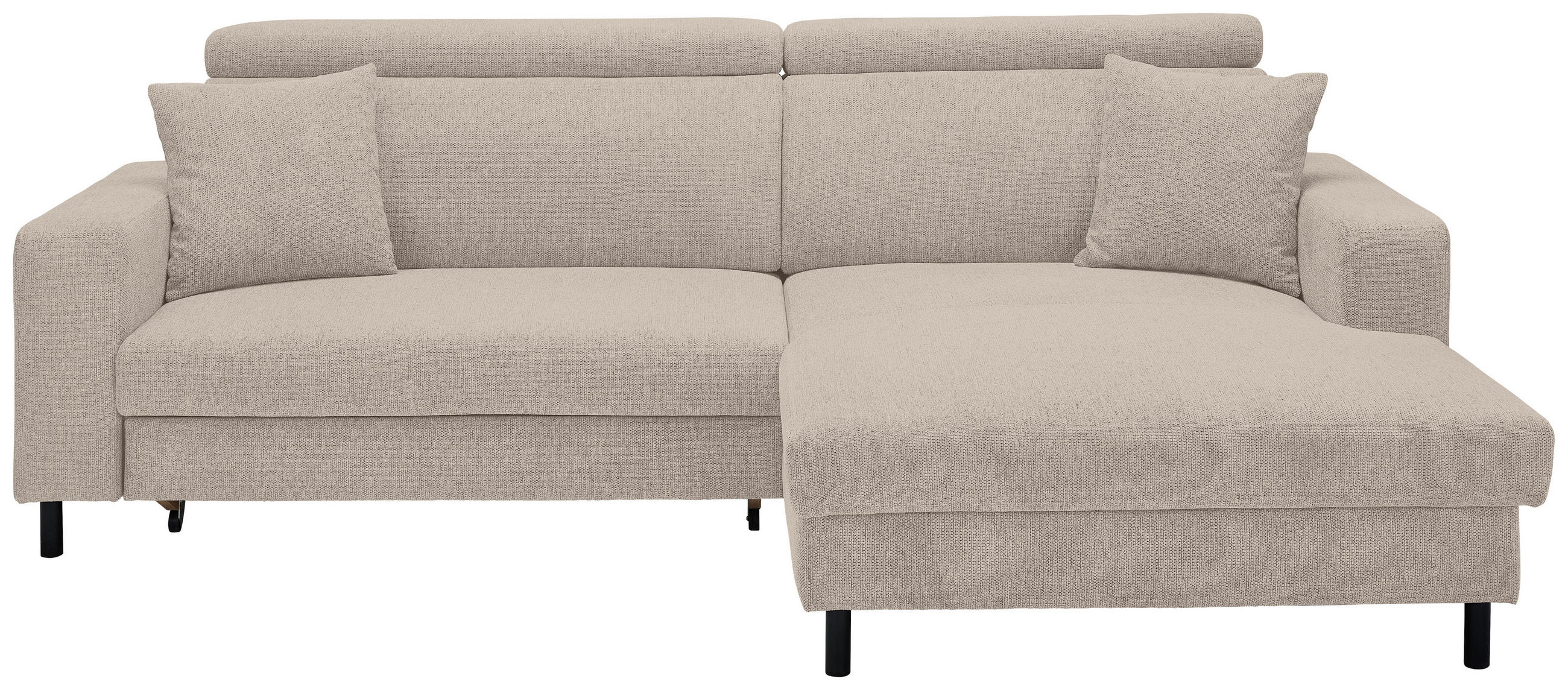ECKSOFA Taupe Flachgewebe  - Taupe/Schwarz, Design, Textil/Metall (262/166cm) - Xora