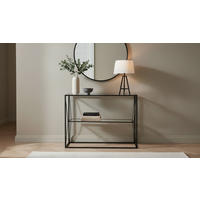 KONSOLENTISCH Grau, Schwarz  - Schwarz/Grau, Trend, Glas/Metall (100/30/80cm) - Xora