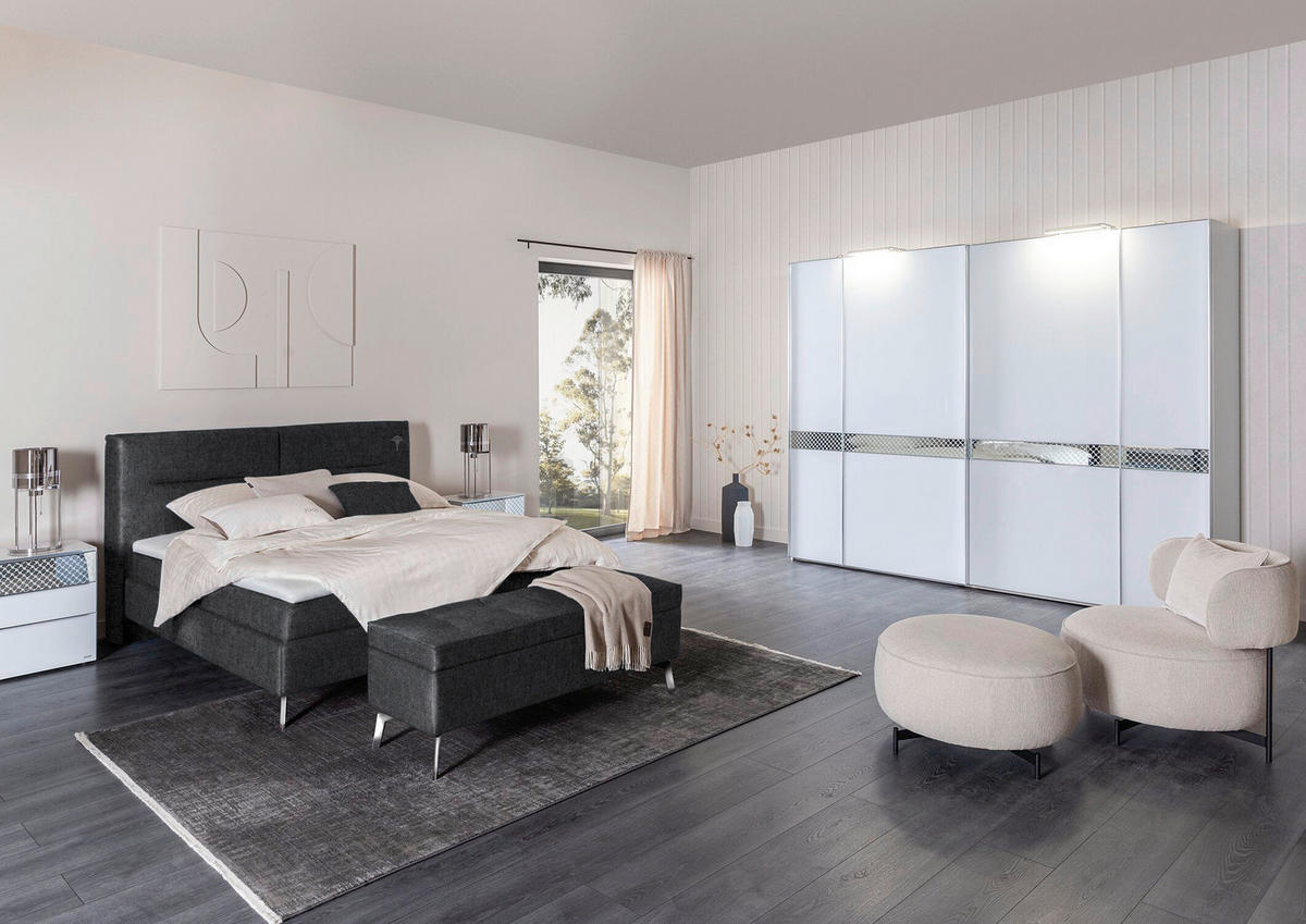 POLSTERBETT Anthrazit 200/200 cm  - Anthrazit/Alufarben, Design, Textil/Metall (200/200cm) - Joop!