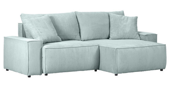 ECKSOFA in Cord Mintgrün  - Schwarz/Mintgrün, KONVENTIONELL, Kunststoff/Textil (250/153cm) - Ambia Home