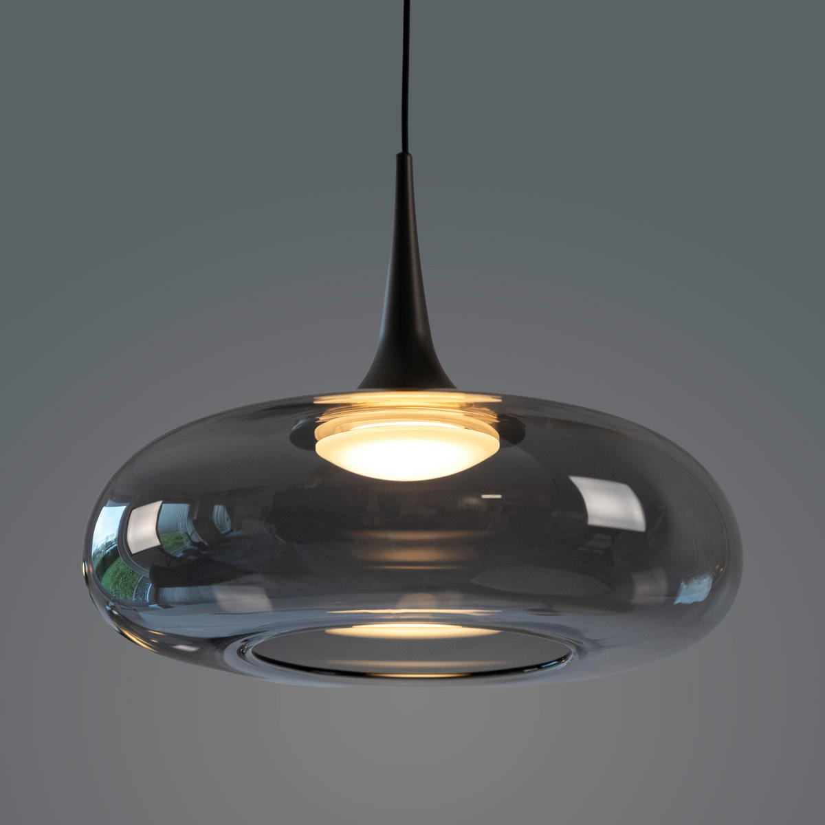 LED-PENDELLEUCHTE SW POSH 22/22/200 cm   - Grau, Design, Glas/Kunststoff (22/22/200cm) - Schöner Wohnen