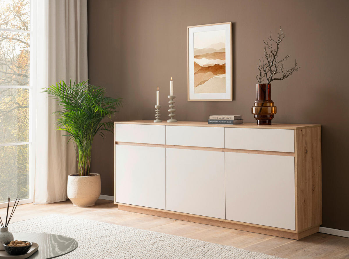 SIDEBOARD  202/89/40 cm 3 Schublade(n)  - Kaschmir/Eiche Artisan, Design, Holzwerkstoff (202/89/40cm) - MID.YOU