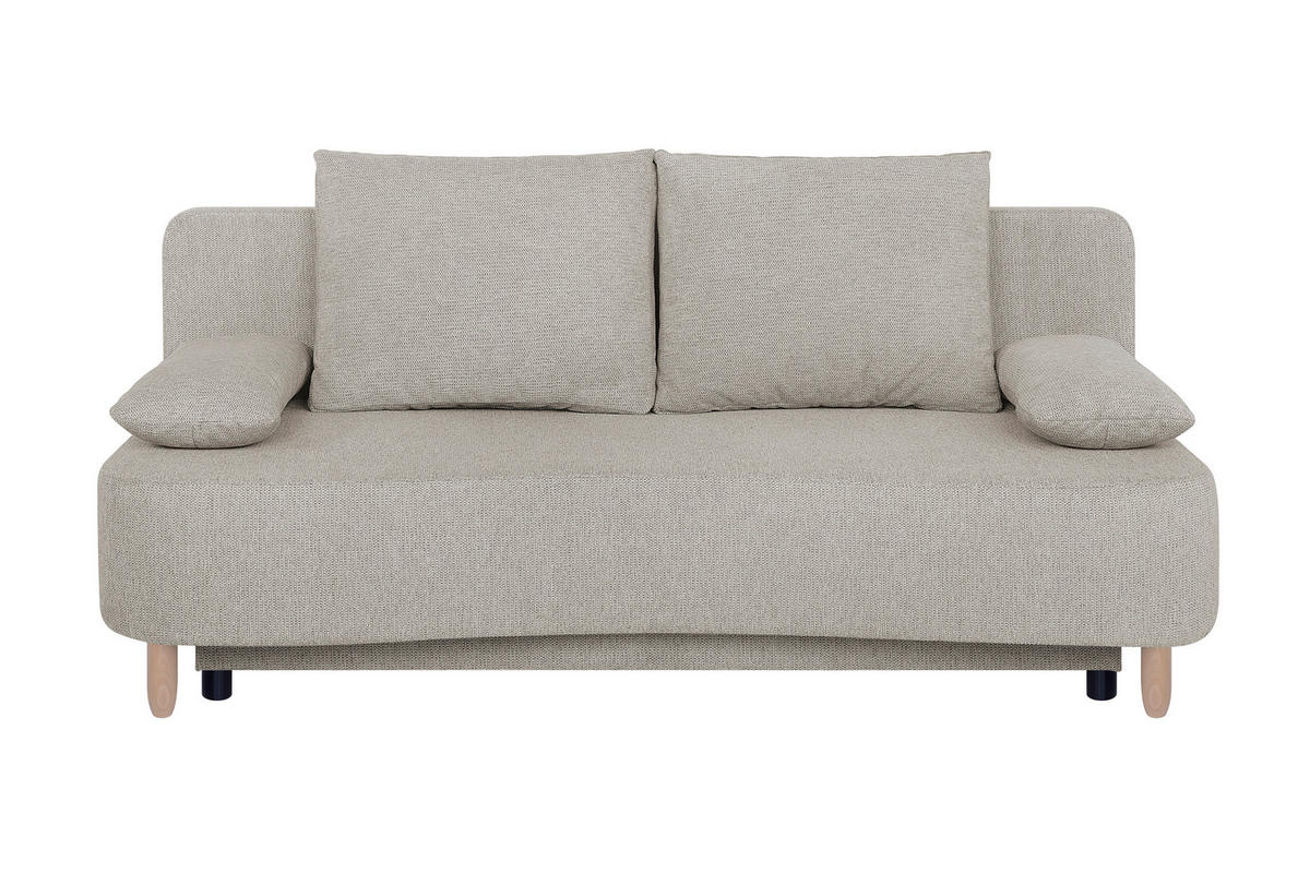 SCHLAFSOFA  mit Webstoff Beige  - Beige/Buchefarben, Design, Holz/Kunststoff (193/86/85cm) - P & B