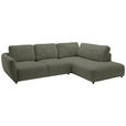 ECKSOFA  in Chenille Olivgrün  307/224 cm  - Schwarz/Olivgrün, KONVENTIONELL, Kunststoff/Textil (307/224cm) - Hom`in