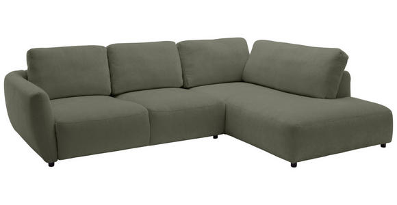 ECKSOFA  in Chenille Olivgrün  307/224 cm  - Schwarz/Olivgrün, KONVENTIONELL, Kunststoff/Textil (307/224cm) - Hom`in
