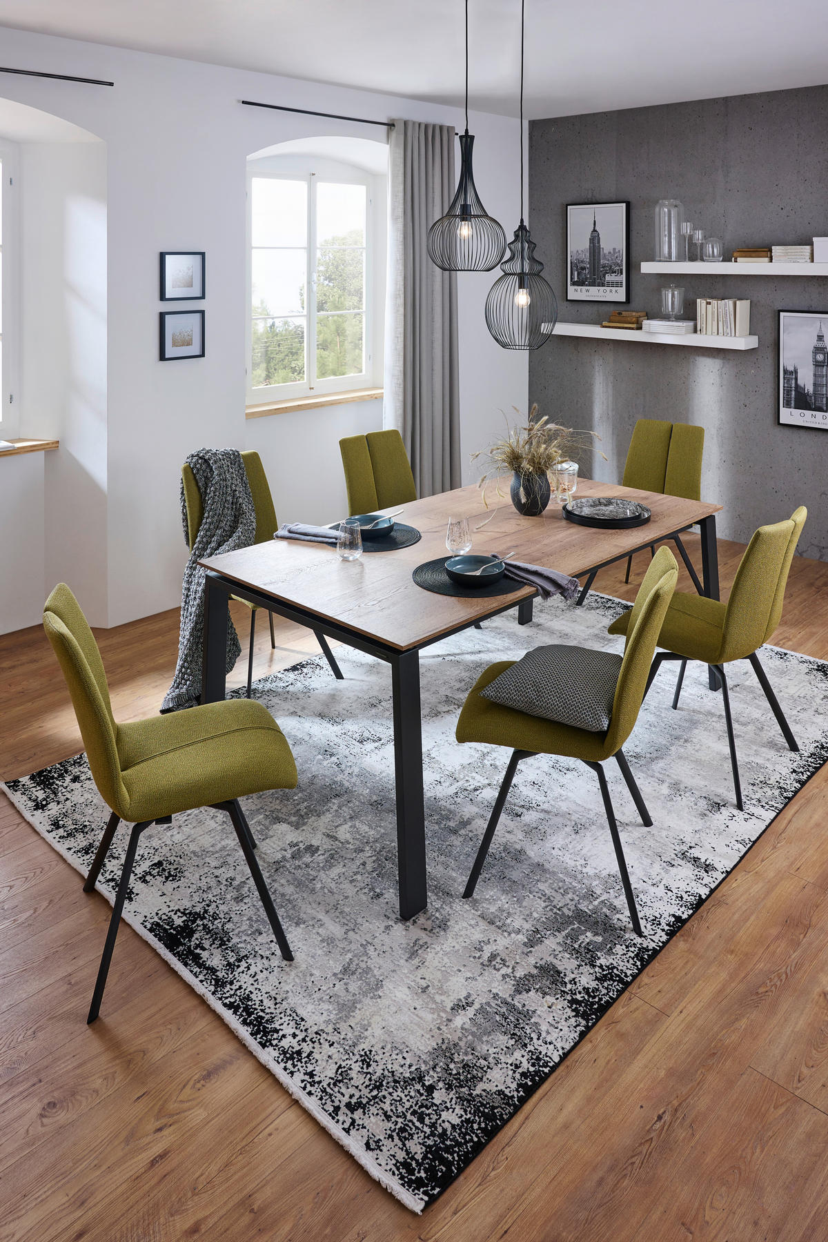 ESSTISCH in Metall, Holzwerkstoff 190/100/75 cm   - Eichefarben/Anthrazit, Design, Holzwerkstoff/Metall (190/100/75cm) - Venjakob