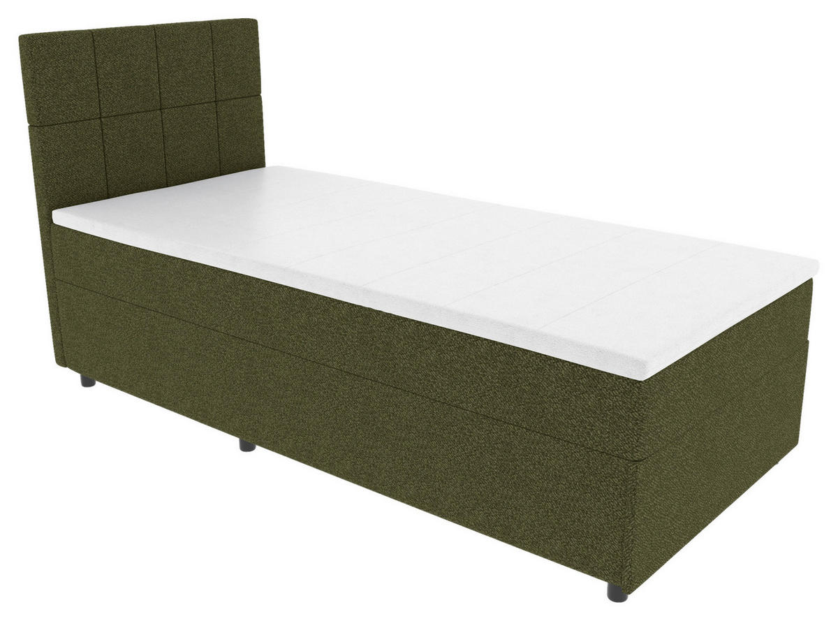 BOXBETT 90/200 cm,  in Grün, Matratze, Topper, Bettschublade, H3 = fest  - Schwarz/Grün, KONVENTIONELL, Kunststoff/Textil (90/200cm) - Boxxx