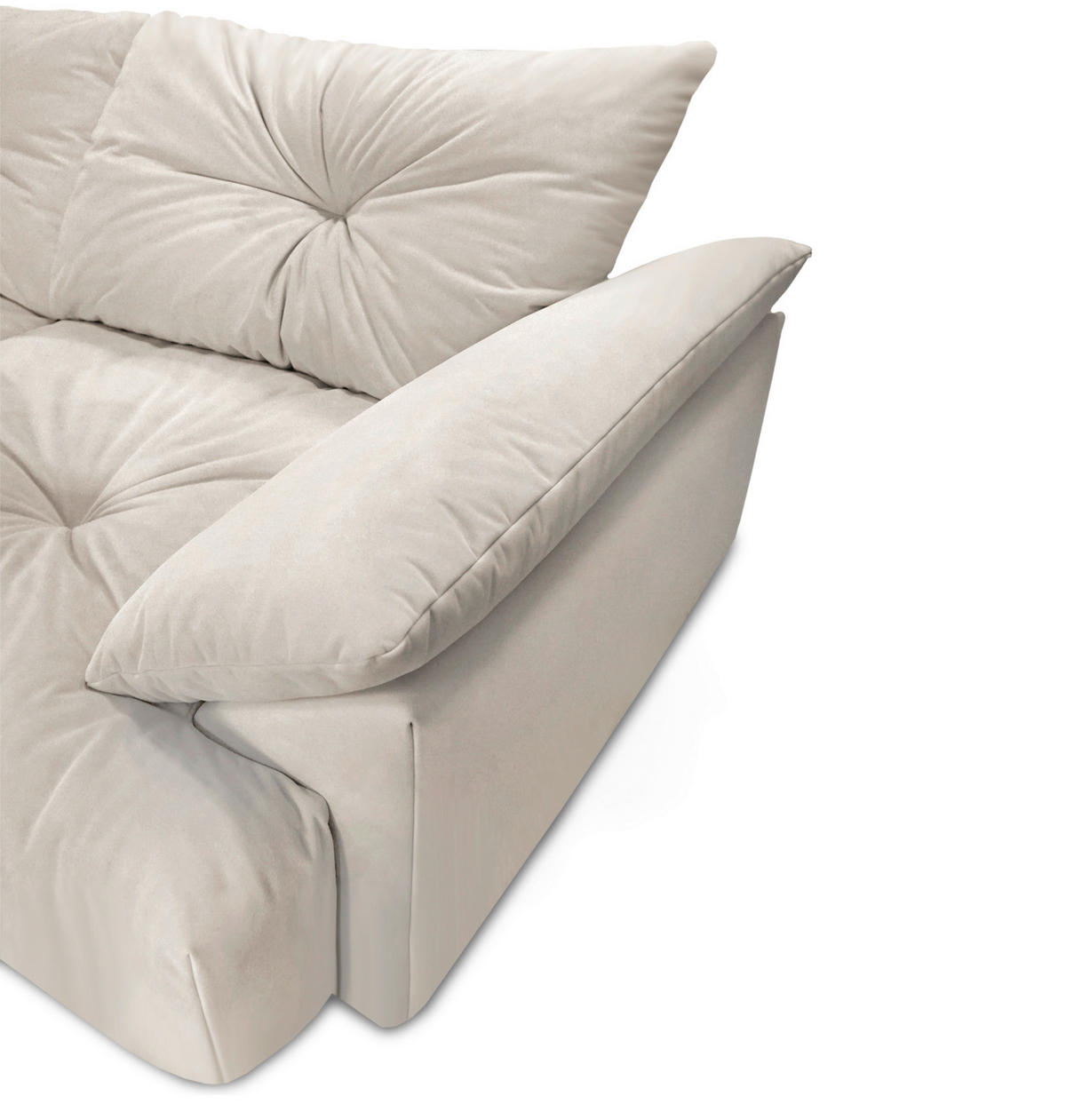 BIGSOFA Webstoff Creme  - Creme/Schwarz, KONVENTIONELL, Kunststoff/Textil (243/90,5/130cm) - Ambia Home
