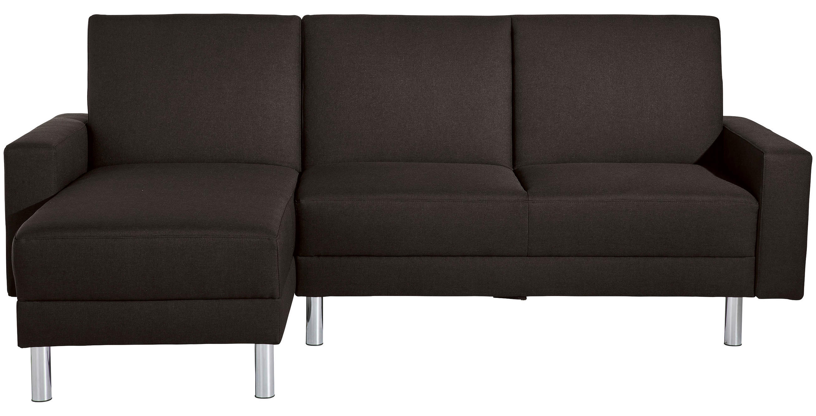 ECKSCHLAFSOFA inkl. Hocker  in Flachgewebe Dunkelbraun  - Chromfarben/Dunkelbraun, KONVENTIONELL, Textil/Metall (152/230cm) - Max Winzer