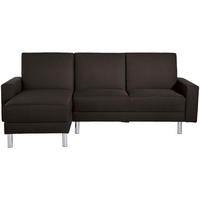 ECKSCHLAFSOFA inkl. Hocker  in Flachgewebe Dunkelbraun  - Chromfarben/Dunkelbraun, KONVENTIONELL, Textil/Metall (152/230cm) - Max Winzer
