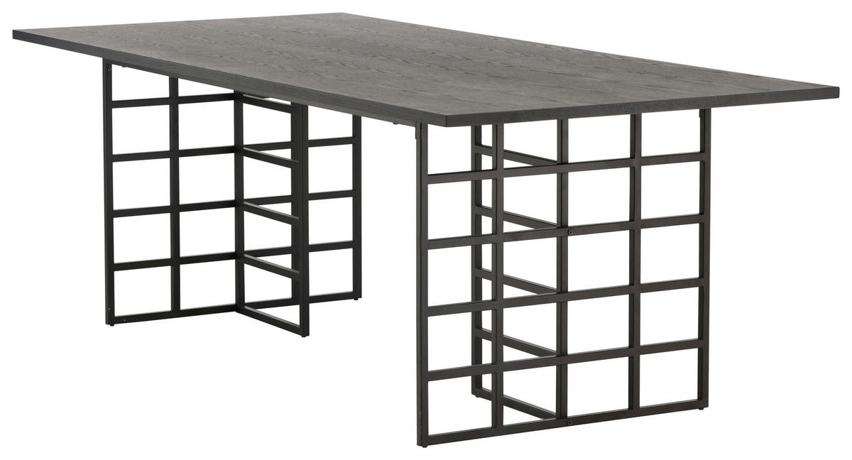 ESSTISCH Eukalyptusholz rechteckig Schwarz  - Schwarz, Design, Holz/Metall (220/100/75cm) - Livetastic