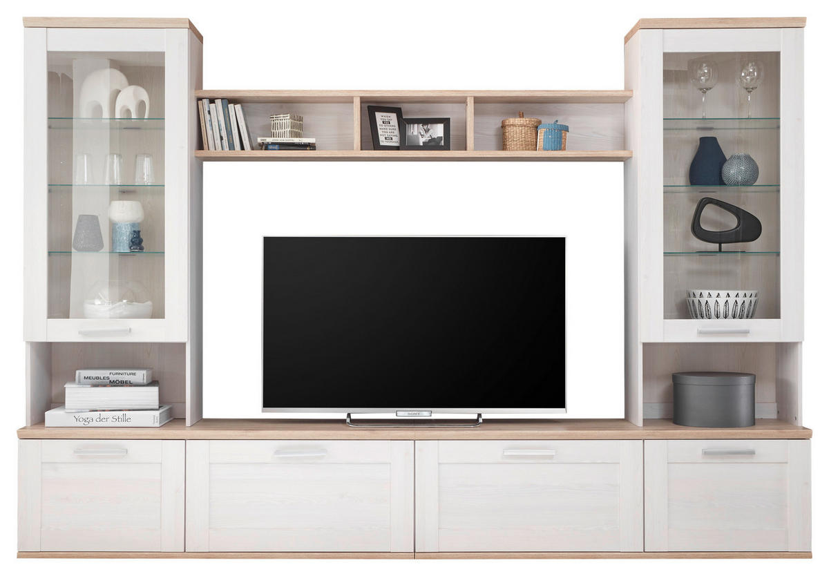 DNEVNI REGAL,  bela  - srebrne barve/bela, Konvencionalno, umetna masa/steklo (277/191/35/43cm) - Ti'me